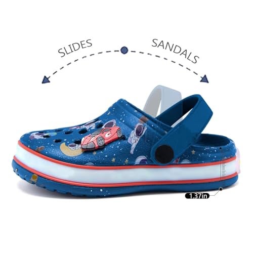 XPKWS Toddler Kids Clogs Boys Girls LED Garden Shoes Light up Sandals Slip on Quick Dry Beach Slippers (YHY-Navy,26) - Image 3