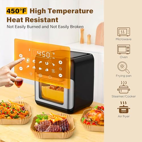 ReLuien Air Fryer Liners Disposable, 125Pcs Parchment Paper, 8 Inch Non-stick Air Fryer Paper Liners, Unbleached Square Airfryer Liners for 5-8QT Air Fryer, Baking, Roasting Microwave - Image 4