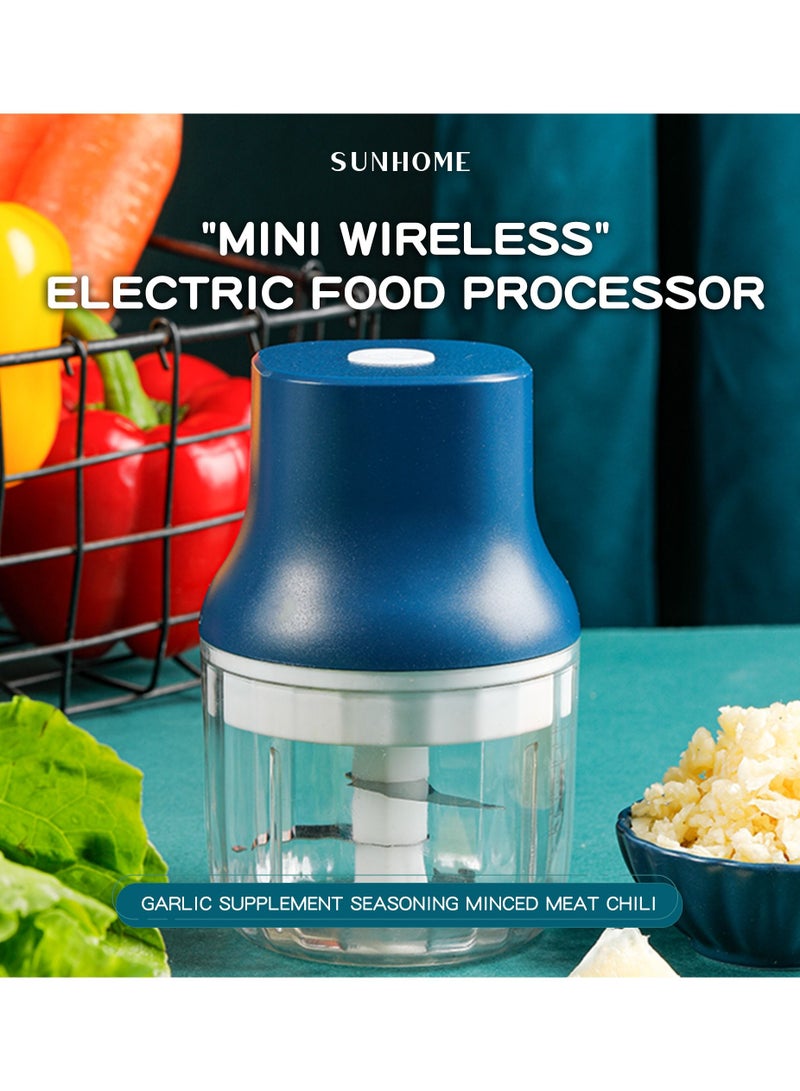 Sunhome 2-in-1 Electric Chopper Mixer Grinder 150ml+300ml 45W SH-188B Blue/Clear  - Image 4