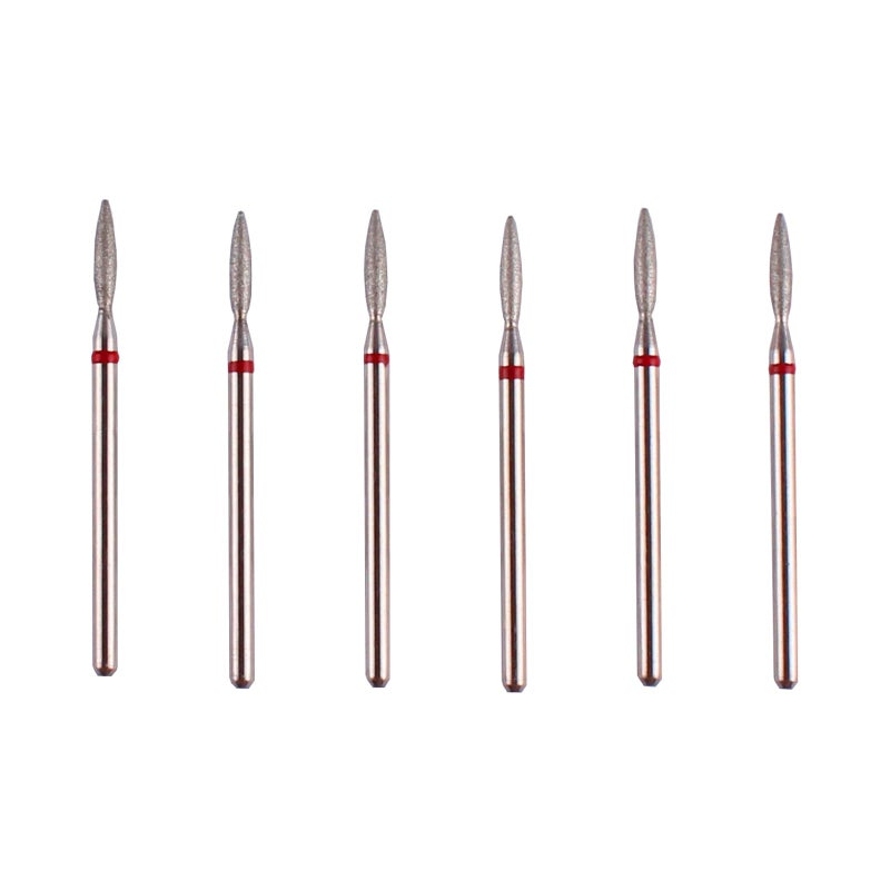 MZCMSL Flame Cuticle Drill Bit Set with Case 6pcs Pro Diamond Nail Bits for Nail Salon Manicure
