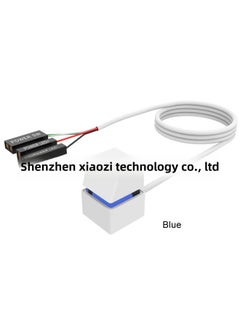 Desktop Computer Switch Extension Cable Internet Cafe Computer Startup Compact Button-Color:White Shell Blue 2 M Line