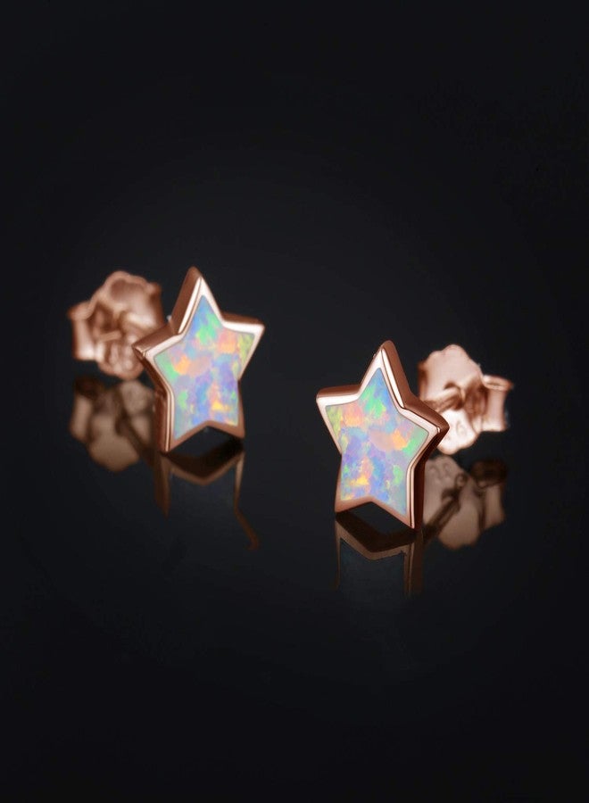 CUOKA MIRACLE Hypoallergenic Earrings Synthetic Opal Star Stud Earrings Tiny Small Earrings Gifts for Women Earrings Sterling Silver Minimalist Jewelry for Sensitive Ears - Image 3