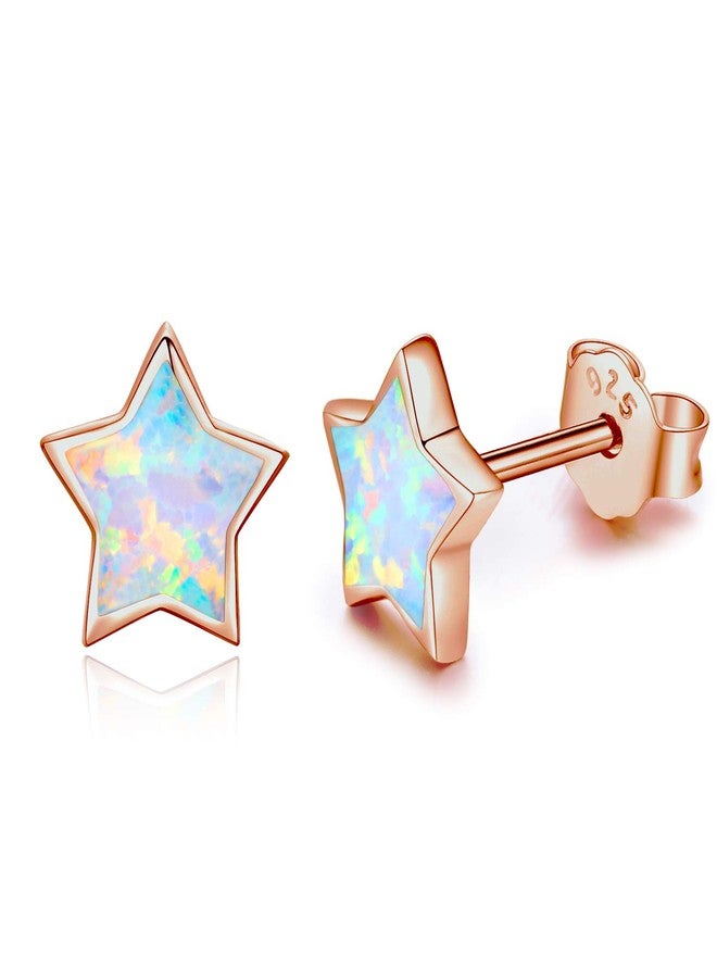 CUOKA MIRACLE Hypoallergenic Earrings Synthetic Opal Star Stud Earrings Tiny Small Earrings Gifts for Women Earrings Sterling Silver Minimalist Jewelry for Sensitive Ears - Image 1