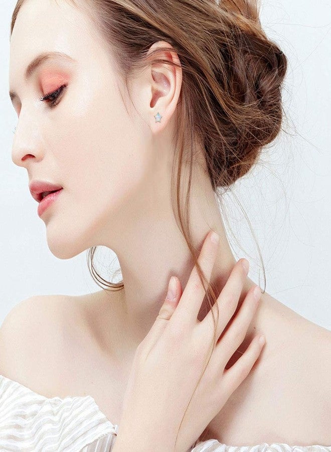 CUOKA MIRACLE Hypoallergenic Earrings Synthetic Opal Star Stud Earrings Tiny Small Earrings Gifts for Women Earrings Sterling Silver Minimalist Jewelry for Sensitive Ears - Image 5