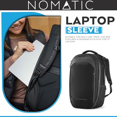 NOMATIC Navigator Travel Backpack - 32L Backpack with Laptop Compartment and 9L Built-In Expansion - Anti-Theft Carry-On Backpack for Travel - Water Resistant Travel Pack (Black) - Image 5