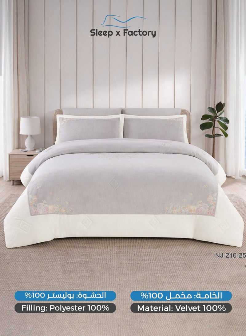 سليب × فاكتوري طقم مفرش شتوي مخمل مزخرف 6 قطع – مقاس كينج - Image 3