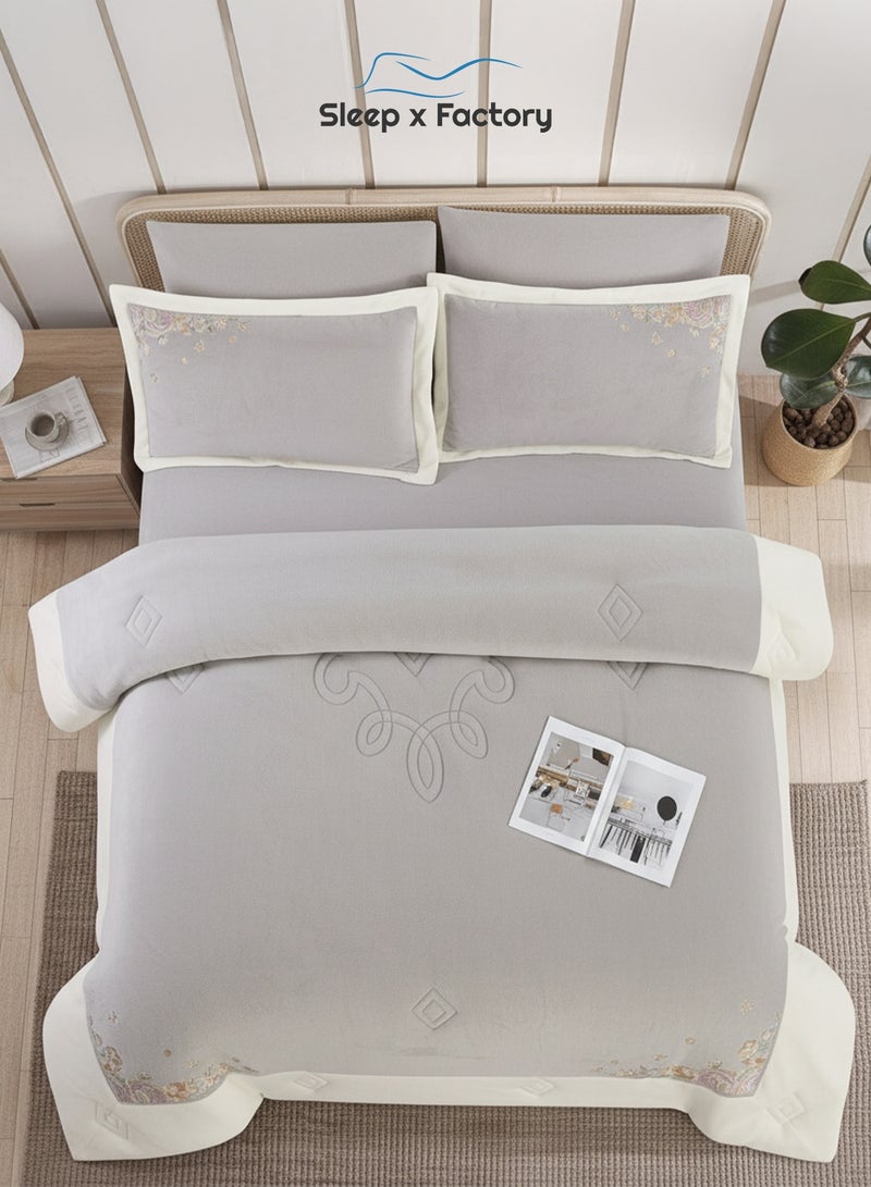 سليب × فاكتوري طقم مفرش شتوي مخمل مزخرف 6 قطع – مقاس كينج - Image 2