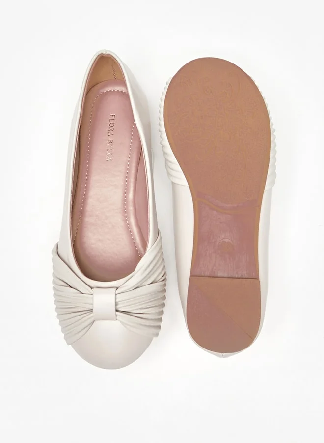 Flora Bella By Shoexpress Girl's Bow Accent Slip-On Round Toe Ballerina Shoes