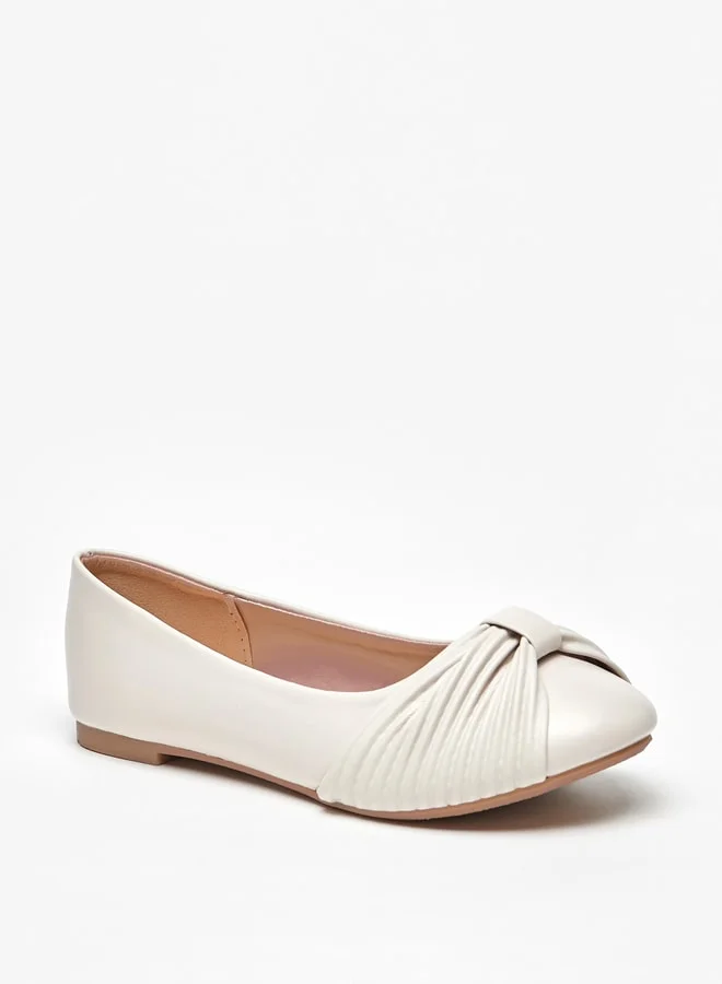 Flora Bella By Shoexpress Girl's Bow Accent Slip-On Round Toe Ballerina Shoes