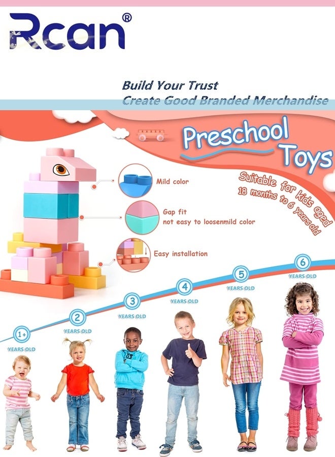 Rcan Soft Building Blocks For Toddlers,80 Pcs Baby Blocks Stacking Blocks Sensory Toys,Kids STEM Educational Sets,Soft Rubber Blocks Big Building Blocks Toys Gifts For Boys Girls 1-5 Years - Image 5