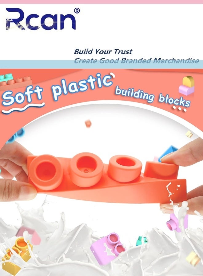 Rcan Soft Building Blocks For Toddlers,80 Pcs Baby Blocks Stacking Blocks Sensory Toys,Kids STEM Educational Sets,Soft Rubber Blocks Big Building Blocks Toys Gifts For Boys Girls 1-5 Years - Image 4