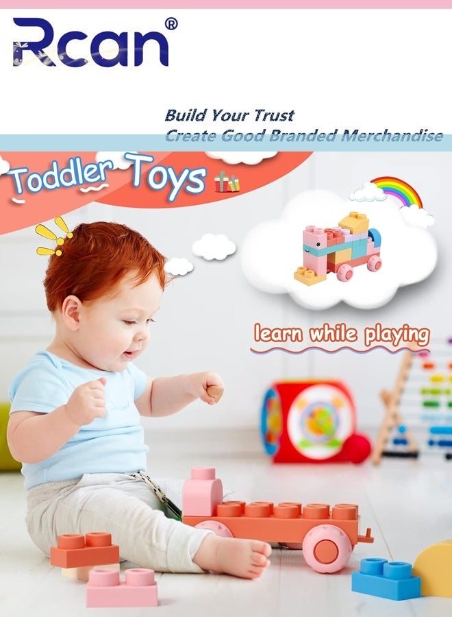 Rcan Soft Building Blocks For Toddlers,80 Pcs Baby Blocks Stacking Blocks Sensory Toys,Kids STEM Educational Sets,Soft Rubber Blocks Big Building Blocks Toys Gifts For Boys Girls 1-5 Years - Image 2