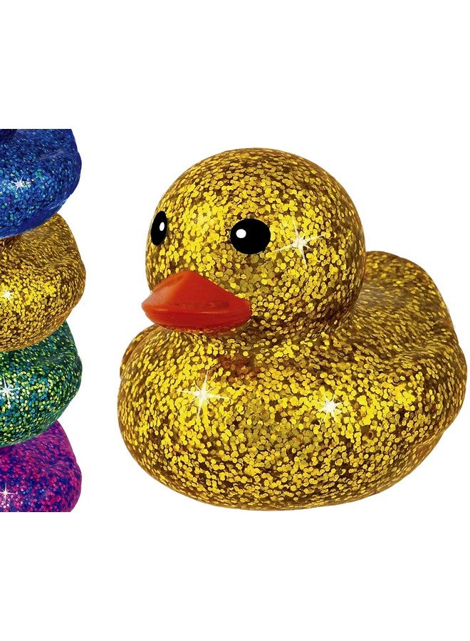 Ja-Ru Glitter Rubber Ducks Metallic Colors 3" (1 Unit Assorted) Rubber Duckies Fidget Toy for Kids, Sensory Play, Stress Relief, Stocking Stuffers, Supplies Pinata Filler in Bulk. Plus Sticker. 4343-1 - Image 1