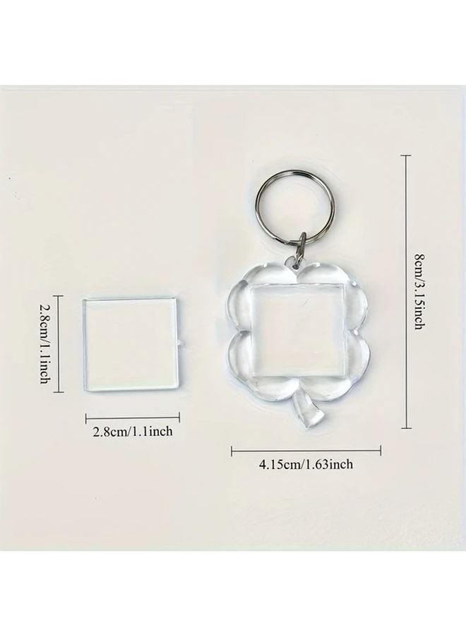 1 قطعة قلادة صورة من الأكريليك على شكل نفل رباعي الوريقات، شفافة مزدوجة الجوانب للهدايا والتحف - Image 4