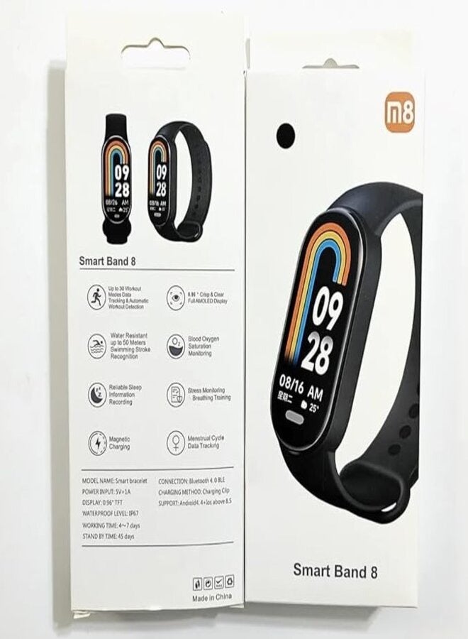 M8 Smart Bracelet Wrist band Waterproof Sport Smart Watch Fitness Tracker Watch Heart Rate Monitor Smart Watch with Message Reminder and Step Counter with Blood Pressure Monitor  - Image 3