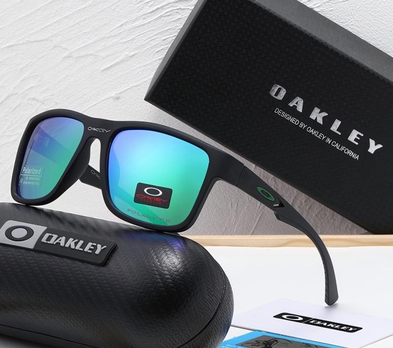 Oakley Matte Black Square Polarized Sunglasses Blue Revo Mirror Lens with Non-Slip Temples,UV400 Driving Shades for Men - Image 2