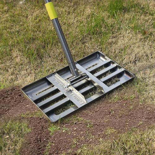 FLY HAWK Lawn Leveling Rake | Levelawn Tool | Level Soil or Dirt Ground Surfaces Easily | 18” x 10” Ground Plate | rakes for lawns Heavy Duty 72” Extra Long Handle | Extracted Iron Metal Black - Image 1