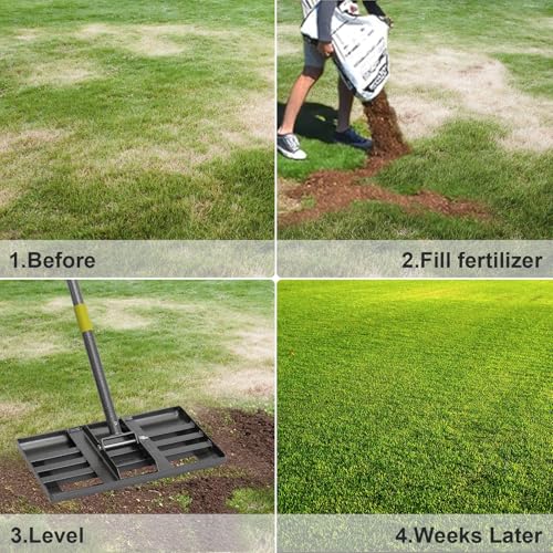 FLY HAWK Lawn Leveling Rake | Levelawn Tool | Level Soil or Dirt Ground Surfaces Easily | 18” x 10” Ground Plate | rakes for lawns Heavy Duty 72” Extra Long Handle | Extracted Iron Metal Black - Image 5