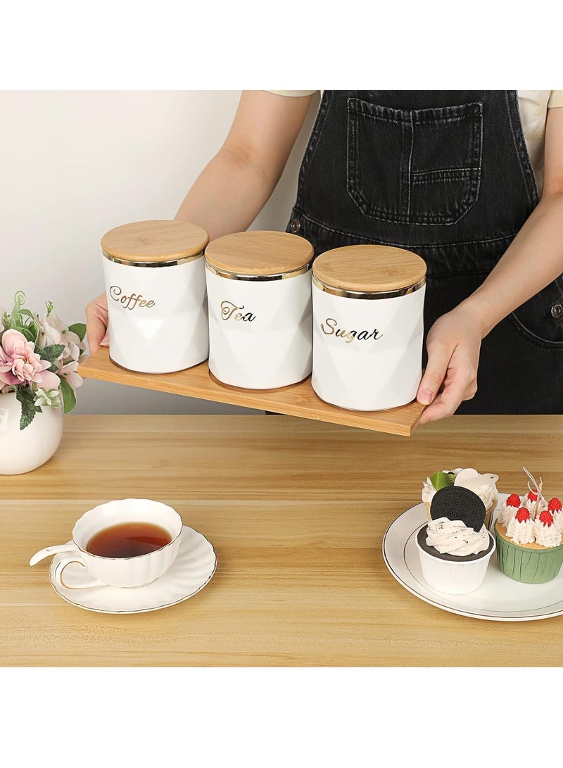 Arabest Ceramic Canisters Set for Sugar Coffee Tea, Luxurious Storage Containers Set with Lids Decorative Storage Pots Black Storage Jar for Kitchen Counter Dining Room  - Image 4