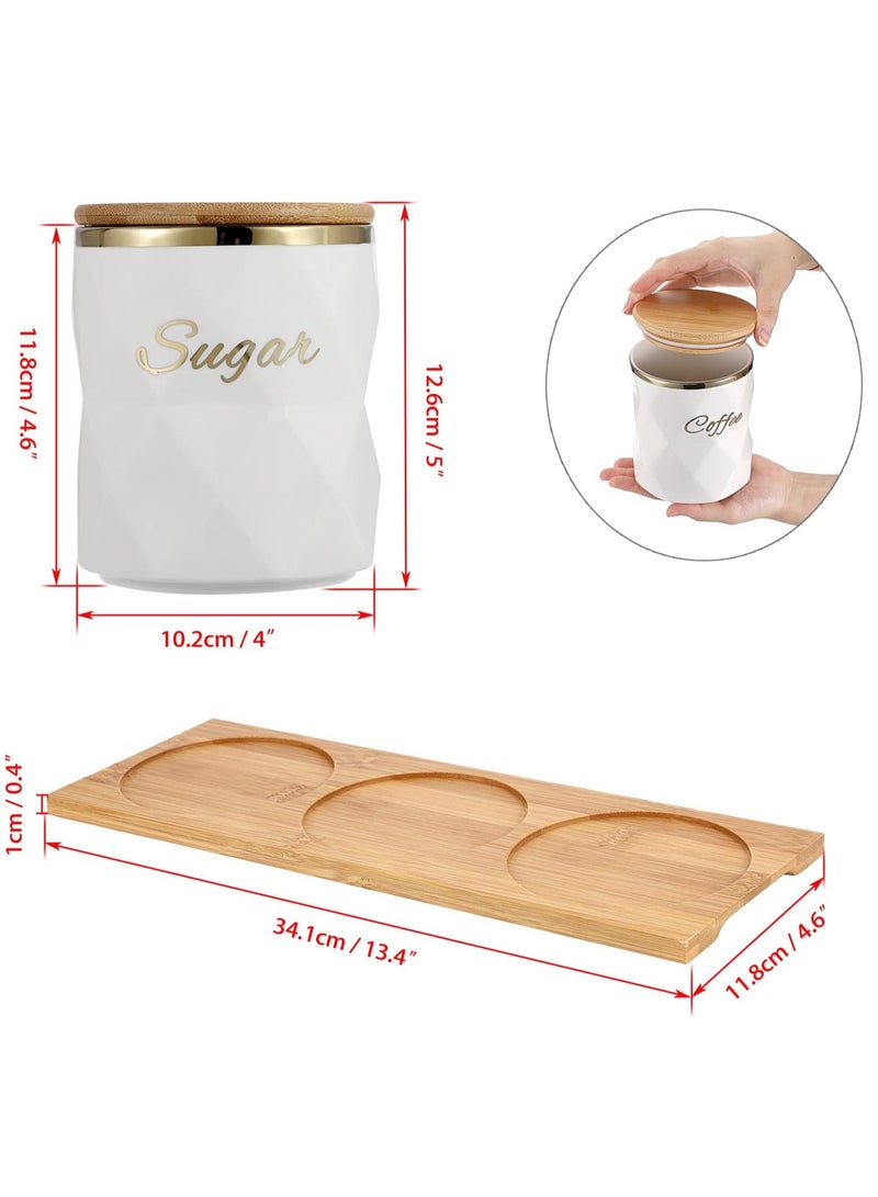 Arabest Ceramic Canisters Set for Sugar Coffee Tea, Luxurious Storage Containers Set with Lids Decorative Storage Pots Black Storage Jar for Kitchen Counter Dining Room  - Image 2