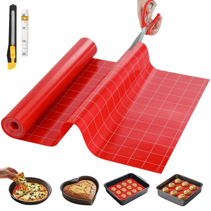GTJ Silicone Baking Mat, 12 IN x 6 FT Free Cutting Baking Sheet,Non-Stick Reusable Dough & Pastry Mat,Non-Slip Silicone Mat Roll for Air Fryer Liner,Freeze Dryer,Oven Baking Pan,Kitchen Counter - Image 1
