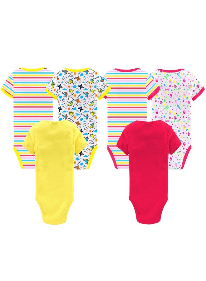 Kidbee NewBorn Baby Cotton Bodysuits (Pack of 6) (Yellow,Rani, 12-18 Months) - Image 2