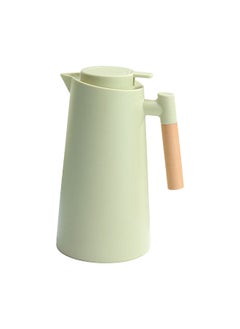 Green 1l Thermal Coffee Carafe Double Walled Thermal Carafe Thermos Pot  With Wood Handle Water Kettle Insulated Flask Tea Carafe Keeping Hot Cold