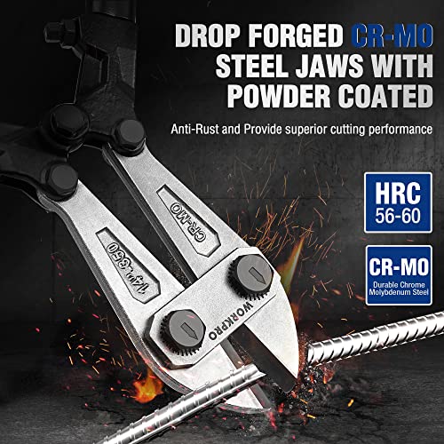 WORKPRO W017004A Bolt Cutter, Bi-Material Handle with Soft Rubber Grip, 14", Red&Blue - Image 2