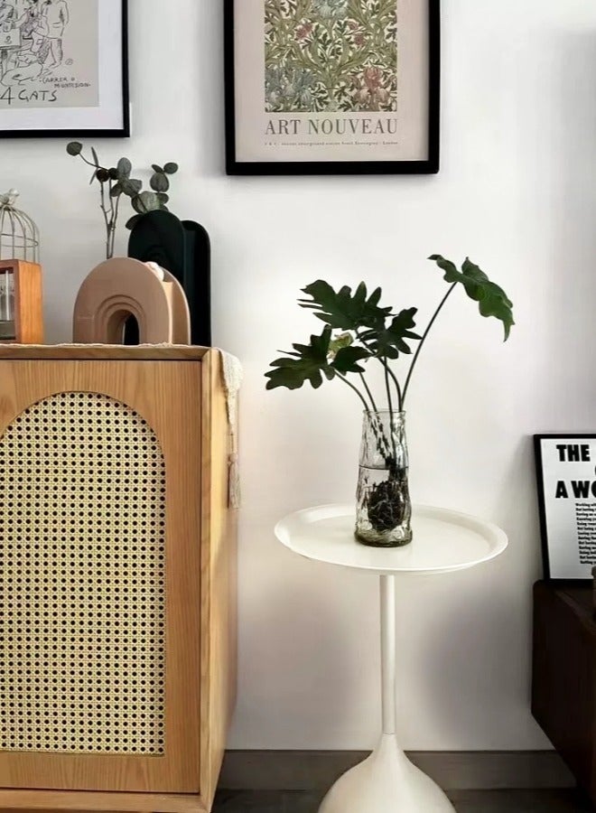 حصريا طاولة قهوة، طاولة مستديرة بتصميم بسيط، طاولة قهوة موفرة للمساحة، مناسبة لغرفة المعيشة وغرفة النوم والمكتب 40x40x60 سم - Image 5