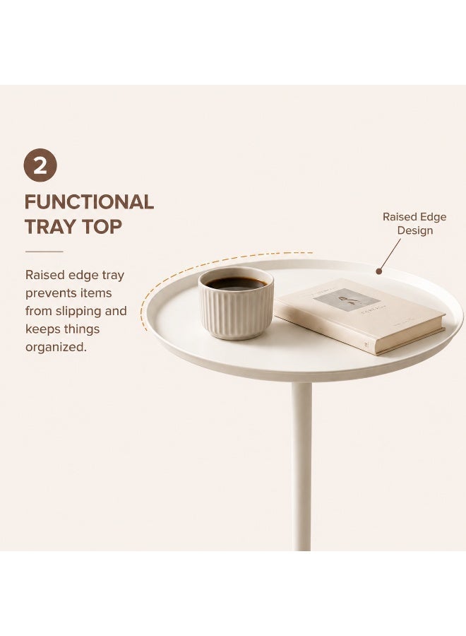 EXCLIFE Sofa side table, simple small coffee table, bedside round table, coffee table, suitable for living room, bedroom, office - Image 3