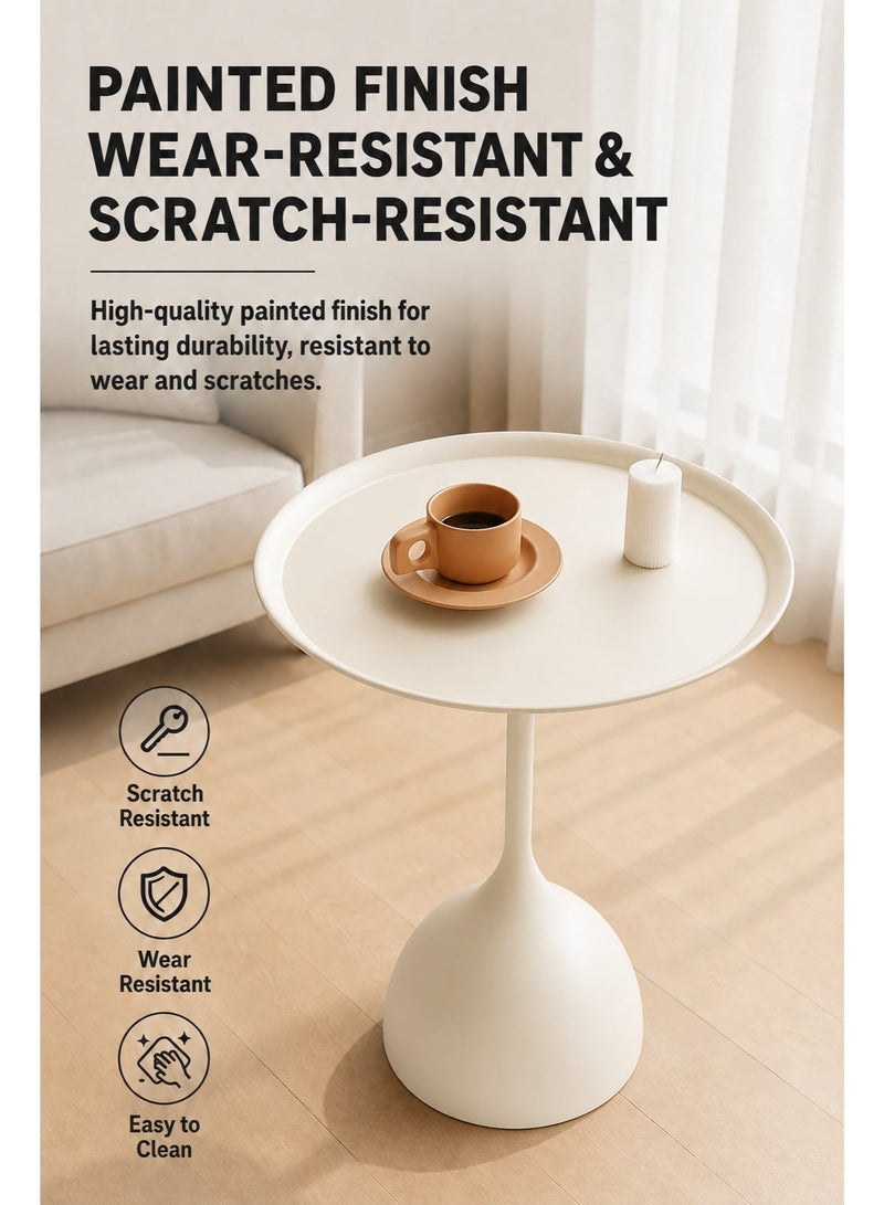 EXCLIFE Sofa side table, simple small coffee table, bedside round table, coffee table, suitable for living room, bedroom, office - Image 3