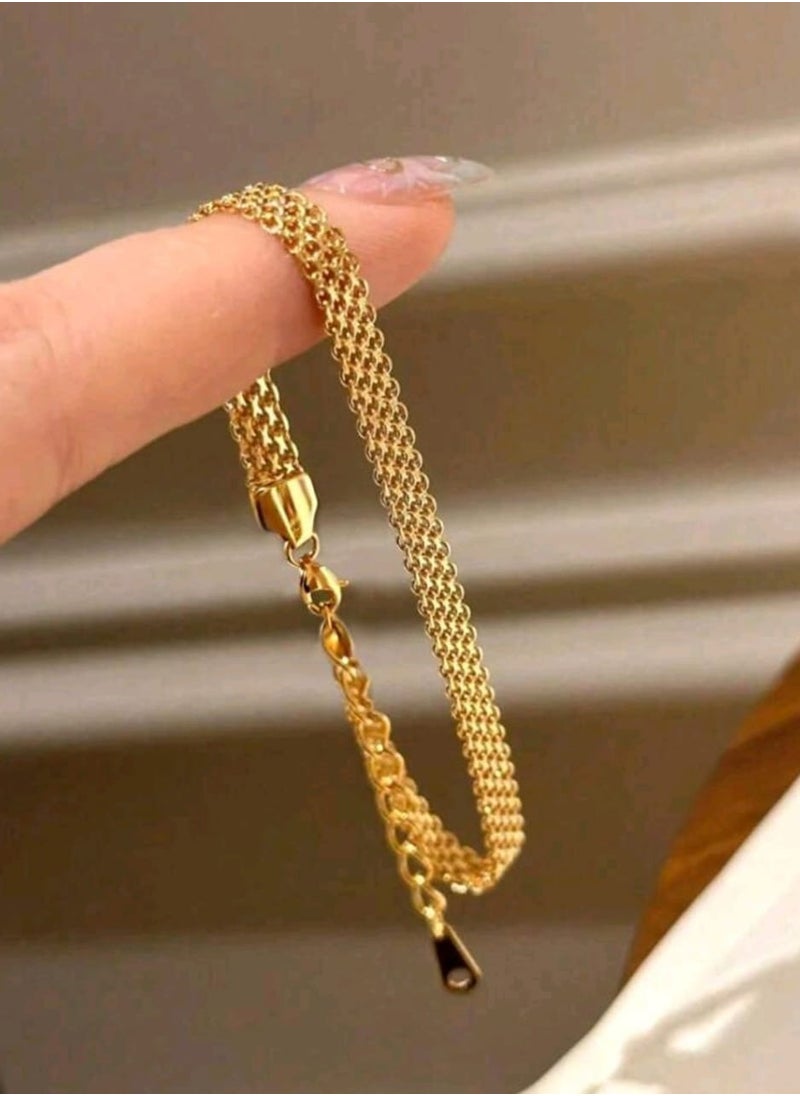 شي إن سوار من الفولاذ المقاوم للصدأ مطلي بالذهب عيار 18 قيراطًا مستوحى من ميلانو  - Image 3