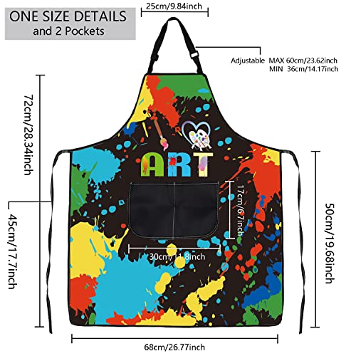 MBMSO Painting Artist Apron with Pockets Artist Painter Gifts Art Lover Gift for Art Teacher Student Painter Apron Waterproof (Love Art apron-black) - Image 2
