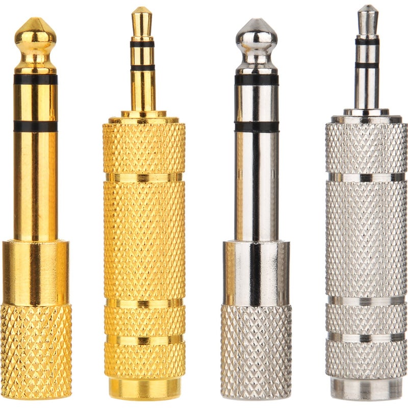 EBOOT 4 Pieces Headphone Adapter 6.35 mm (1/4 Inch) Male to 3.5 mm Female and Audio Stereo Plug 3.5 mm Male to 6.35 mm (1/4 Inch) Female Stereo Jack Adapter for Player, Headphone,Guitar Amplifier - Image 1