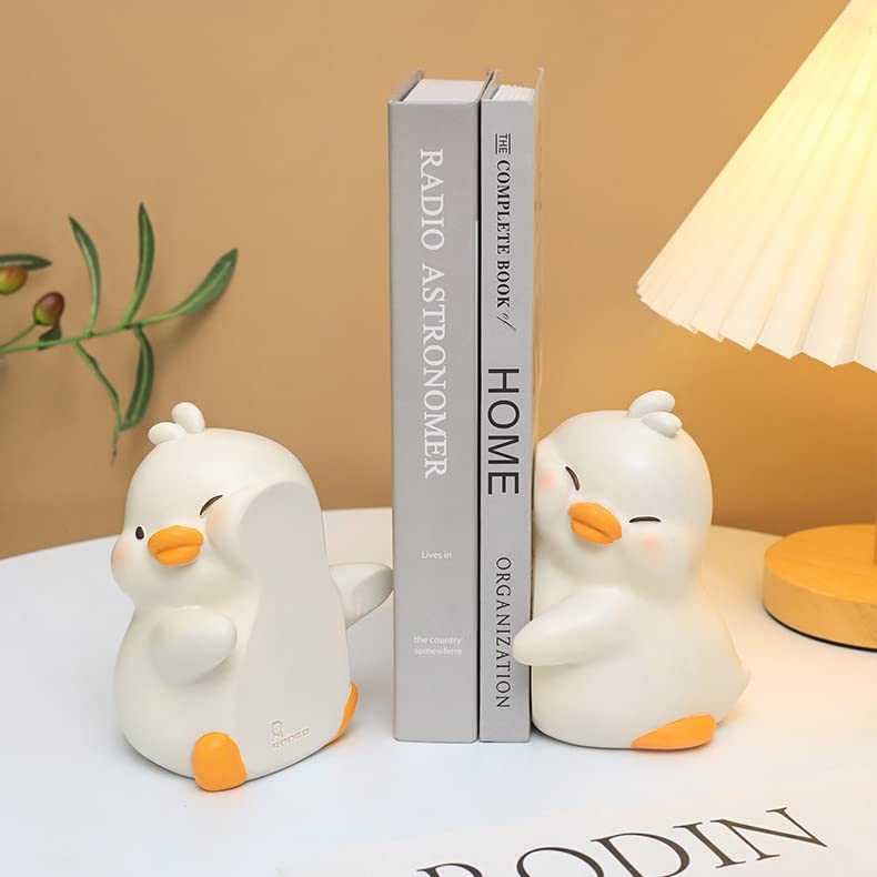 JARPSIRY جاربسيري لطيف عناق البط مساند الدفتين المزخرفة، كتاب فريد من نوعه ينتهي لحمل الكتب، حامل كتب إبداعي من الراتنج، سدادة لتزيين رف الكتب في المكتب المنزلي - Image 4