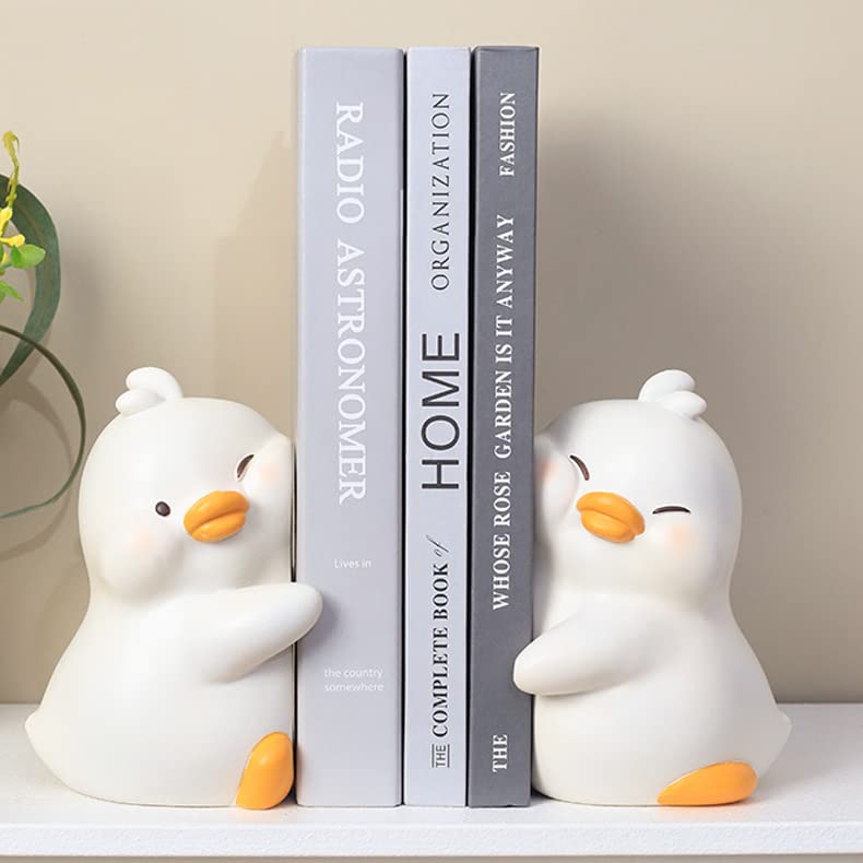 JARPSIRY جاربسيري لطيف عناق البط مساند الدفتين المزخرفة، كتاب فريد من نوعه ينتهي لحمل الكتب، حامل كتب إبداعي من الراتنج، سدادة لتزيين رف الكتب في المكتب المنزلي - Image 3