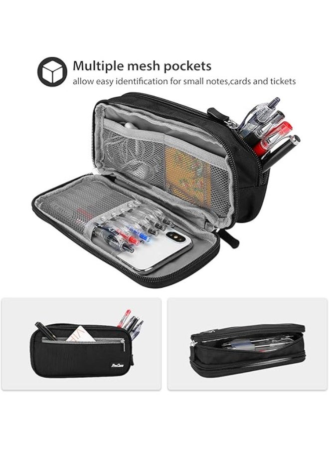 Procase Double Compartment Pencil Case, Compact Multi-Pocket Pencil Case, Durable and Dirt-Repellent, Boys or Girls, Student or Schoolboy, School, College or Office - Image 4