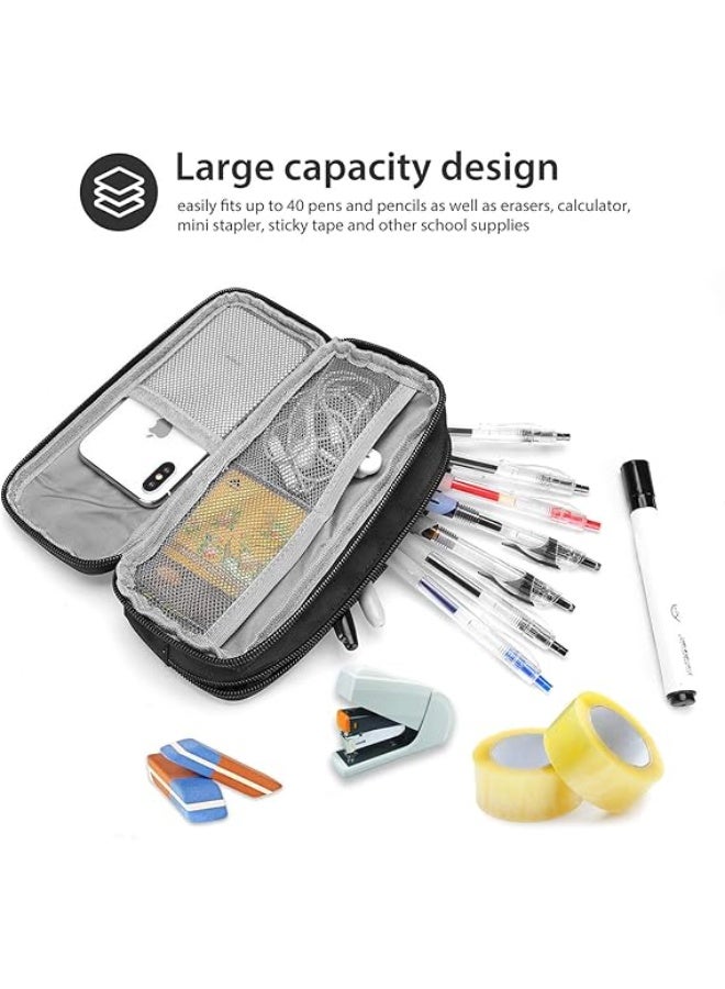 Procase Double Compartment Pencil Case, Compact Multi-Pocket Pencil Case, Durable and Dirt-Repellent, Boys or Girls, Student or Schoolboy, School, College or Office - Image 3