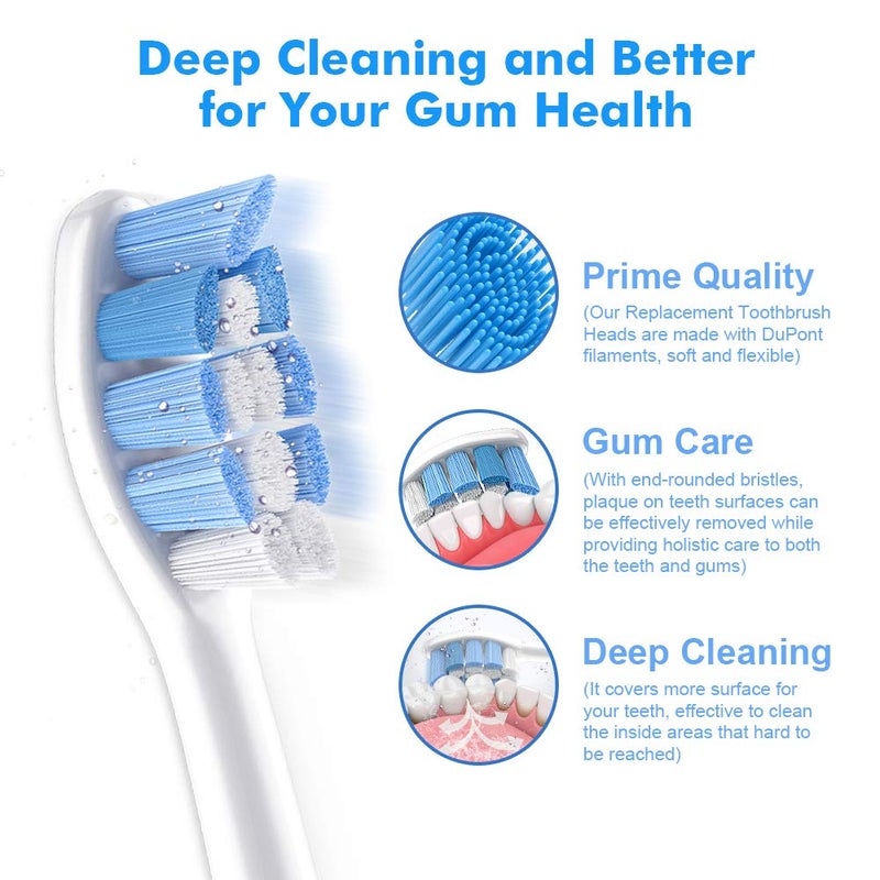 Optifit ® 8 Pack Replacement Brush Heads Compatible with Philips - Toothbrush Heads for DiamondClean, Protectiveclean 6100/4300, HealthyWhite, FlexCare - Image 3