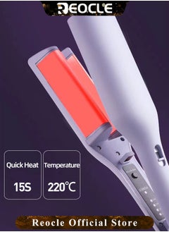 REOCLE French Curling Irons Hair Curlers Set with 4 Heat Settings Instant Heat Up Dual Voltage Hair Curler for Hair Styling Purple  - Image 2