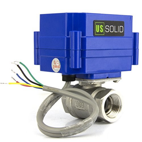 U.S. Solid 1/2" Motorized Ball Valve, Stainless Steel Electrical Valve with Full Port, 9-24V DC, 5 Wire Setup, Compatible with Indicator Lights for Open/Closed Position - Image 2