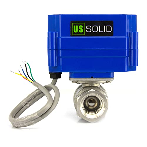 U.S. Solid 1/2" Motorized Ball Valve, Stainless Steel Electrical Valve with Full Port, 9-24V DC, 5 Wire Setup, Compatible with Indicator Lights for Open/Closed Position - Image 1