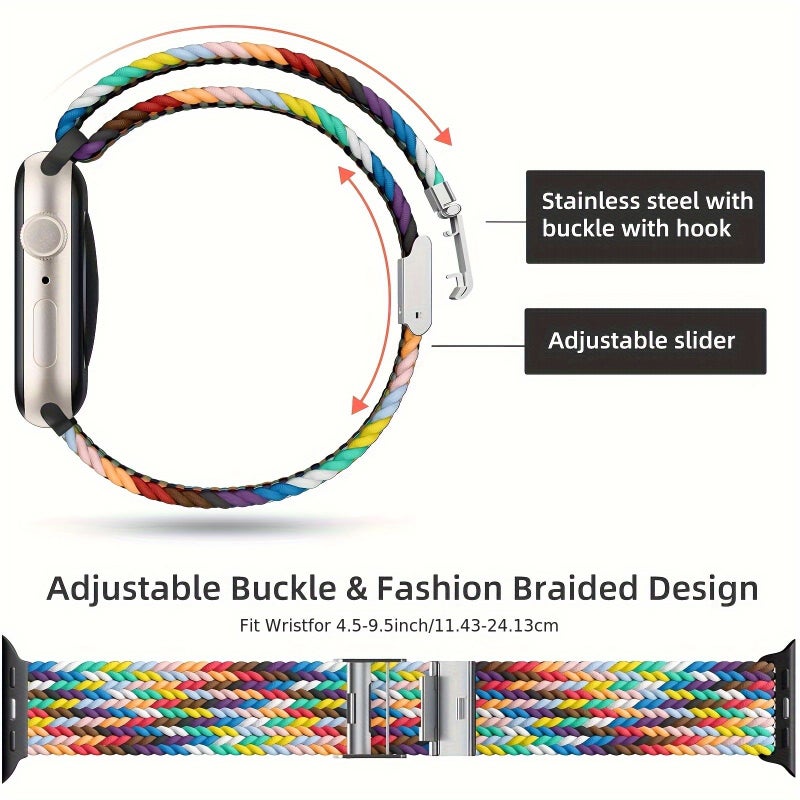 Colorful Braided Nylon Solo Loop Sport Bands for Apple Watch 49mm 46mm 45mm 44mm 42mm 41mm 40mm 38mm - Image 2
