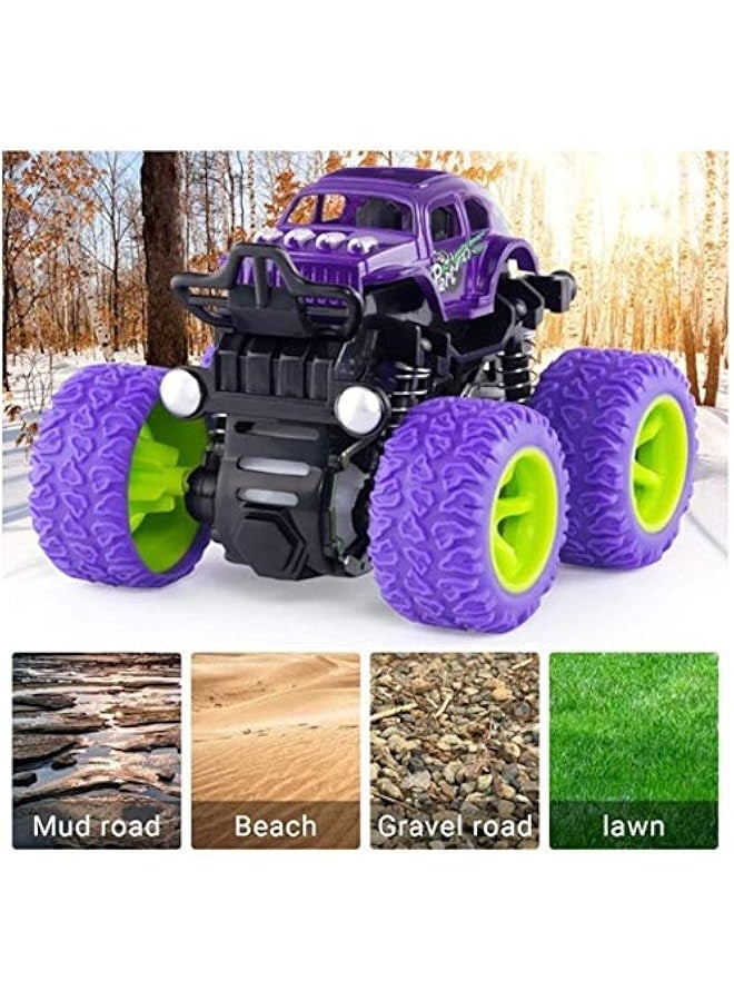 4 pack monster truck toys for boys and girls, inertia car educational toy cars, friction powered push and go toy cars,  gift birthday party supplies for toddlers kids (4 color)  - Image 5