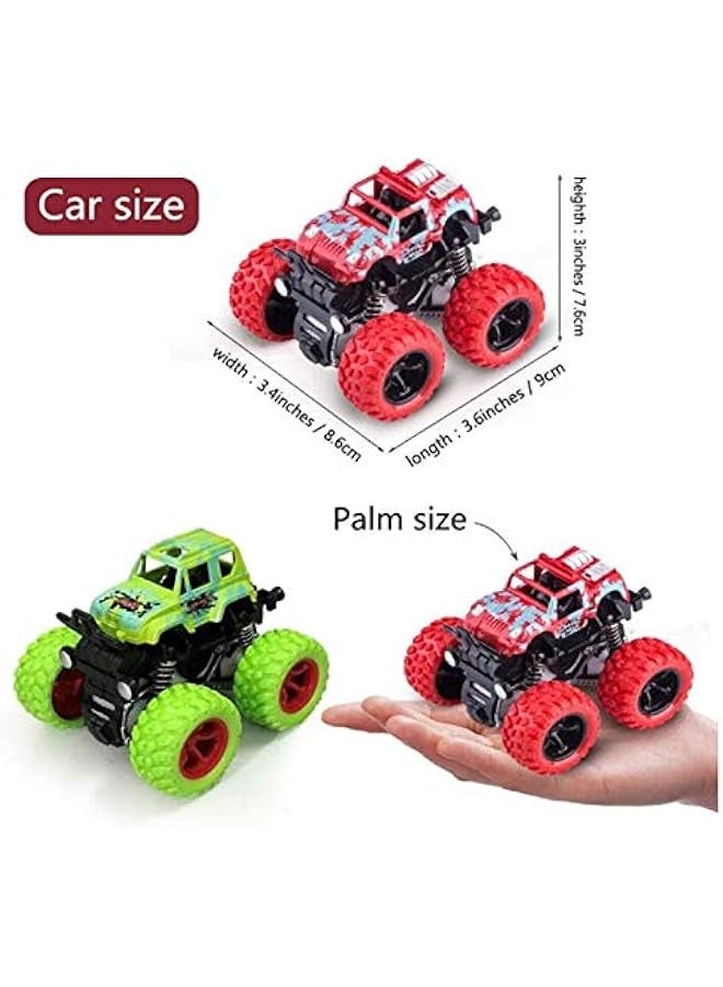 4 pack monster truck toys for boys and girls, inertia car educational toy cars, friction powered push and go toy cars,  gift birthday party supplies for toddlers kids (4 color)  - Image 3