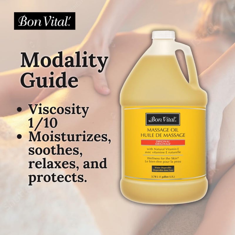 Bon Vital زيت المساج الأصلي من بون فيتال لأساس مساج متعدد الاستخدامات للاسترخاء العضلات المتعبة وإصلاح البشرة الجافة، أفضل زيت مساج في السوق، قوام وجودة لا تقارن، 1 جالون، قد يختلف الملصق - Image 4
