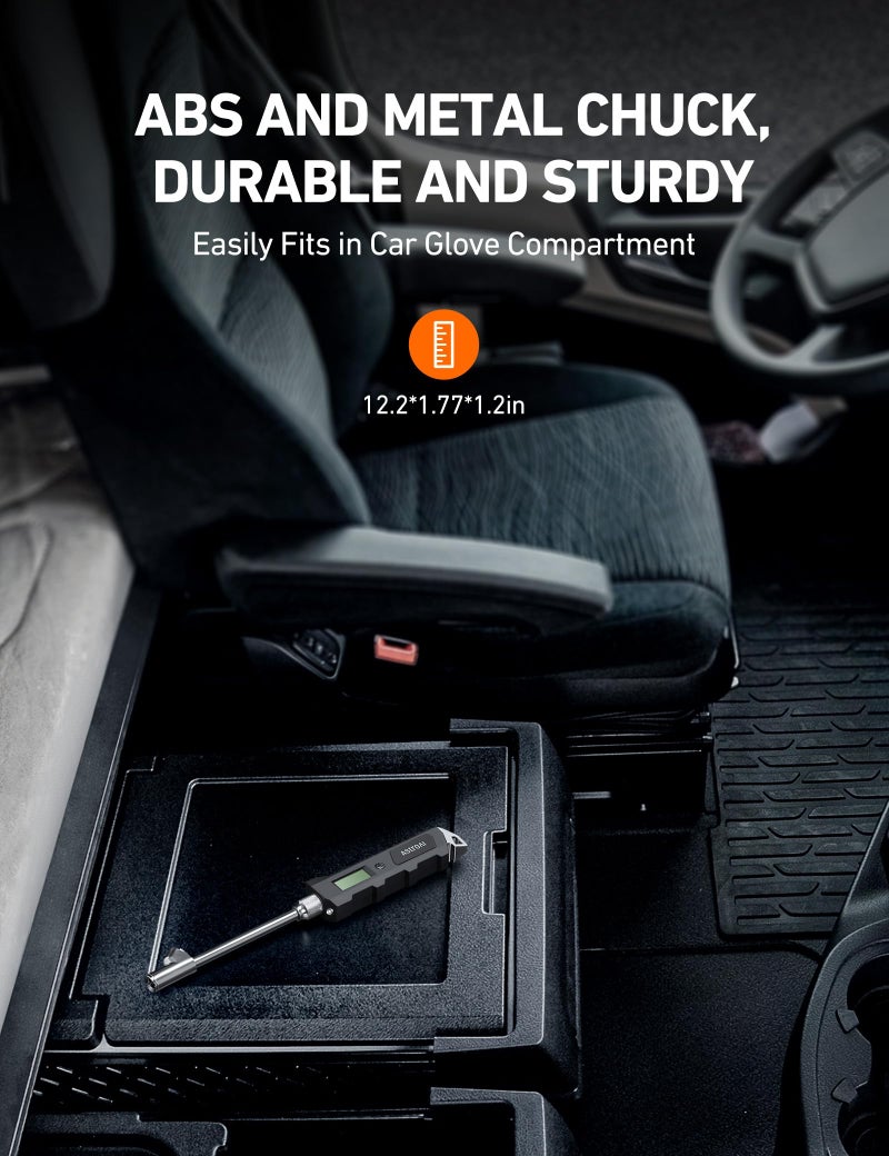 AstroAI Digital Tire Pressure Gauge 230 PSI Heavy Duty Dual Head Stainless Steel Made for Truck and RV with Backlit LCD and Flashlight Car Accessories - Image 5