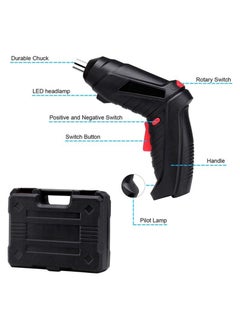 Swift Electric Screwdriver 45pcs, Twistable Handle-90 Degrees Rotate Perfect for Furniture Assembly, Home Use with Carrying Case, 3.6V 1300mAh Black  - Image 3