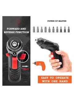 Swift Electric Screwdriver 45pcs, Twistable Handle-90 Degrees Rotate Perfect for Furniture Assembly, Home Use with Carrying Case, 3.6V 1300mAh Black  - Image 5