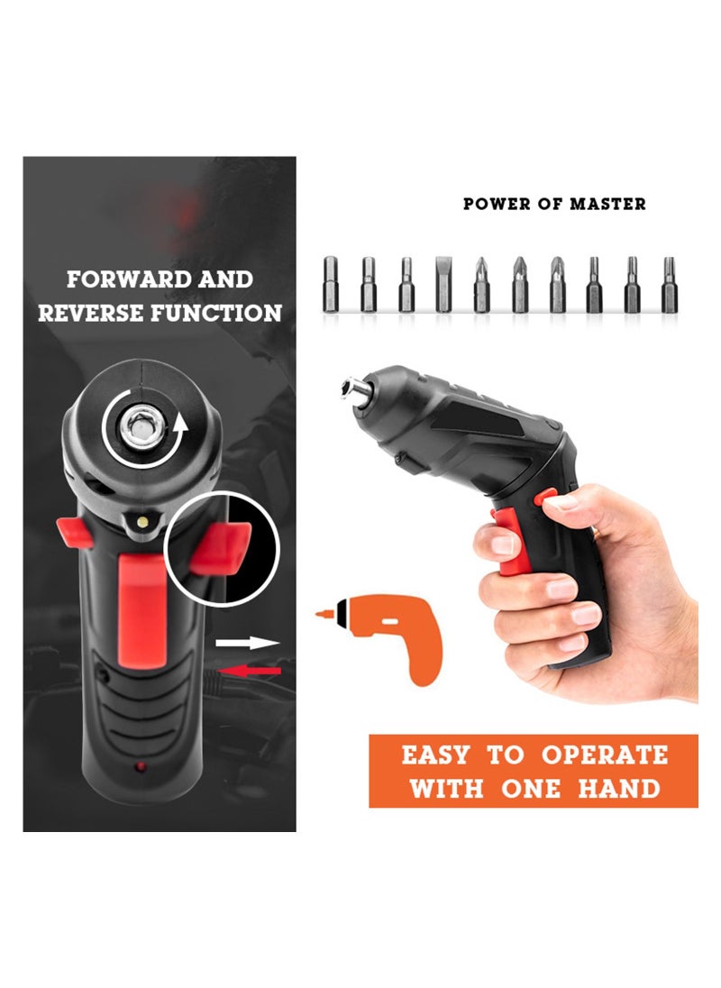 Swift Electric Screwdriver 45pcs, Twistable Handle-90 Degrees Rotate Perfect for Furniture Assembly, Home Use with Carrying Case, 3.6V 1300mAh Black  - Image 5